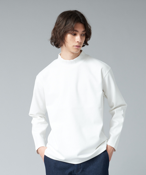 ABAHOUSE GRAY（アバハウスグレイ）の「【両面起毛】ポンチ モックネック 長袖 Tシャツ（Tシャツ/カットソー・メンズ・ホワイト/ライトブルー/グレイッシュベージュ/チャコールグレー・46/48）」の2枚目の写真
