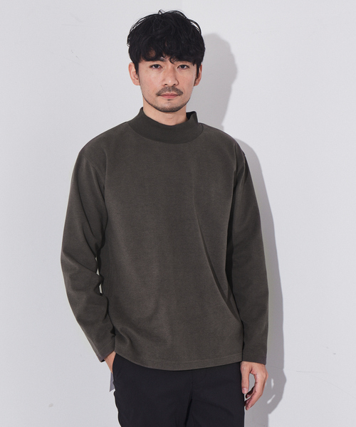 ABAHOUSE GRAY（アバハウスグレイ）の「【両面起毛】ポンチ モックネック 長袖 Tシャツ（Tシャツ/カットソー・メンズ・ホワイト/ライトブルー/グレイッシュベージュ/チャコールグレー・46/48）」の3枚目の写真