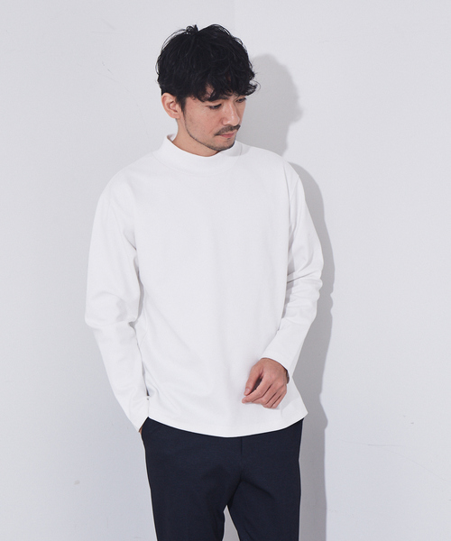 ABAHOUSE GRAY（アバハウスグレイ）の「【両面起毛】ポンチ モックネック 長袖 Tシャツ（Tシャツ/カットソー・メンズ・ホワイト/ライトブルー/グレイッシュベージュ/チャコールグレー・46/48）」の6枚目の写真