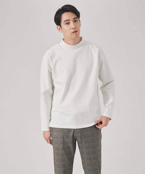 ABAHOUSE GRAY（アバハウスグレイ）の「【両面起毛】ポンチ モックネック 長袖 Tシャツ（Tシャツ/カットソー・メンズ・ホワイト/ライトブルー/グレイッシュベージュ/チャコールグレー・46/48）」の16枚目の写真