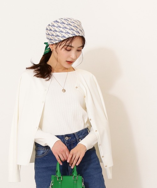 NATURAL BEAUTY BASIC（ナチュラルビューティーベーシック）の「スプリングベーシックニット（カーディガン/ボレロ・レディース・オフホワイト/グリーン/ネイビー/ピンク・MEDIUM）」の13枚目の写真