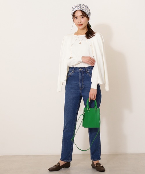 NATURAL BEAUTY BASIC（ナチュラルビューティーベーシック）の「スプリングベーシックニット（カーディガン/ボレロ・レディース・オフホワイト/グリーン/ネイビー/ピンク・MEDIUM）」の7枚目の写真