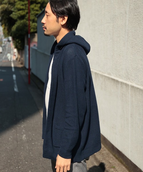 UNION STATION（ユニオンステーション）の「/ウォッシャブル/ボタンレス/パーカーカーディガン（ニット/セーター・メンズ・キナリ/ブラック系その他/ネイビー・M/LL/L）」の20枚目の写真
