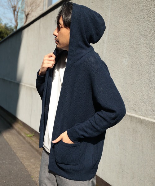 UNION STATION（ユニオンステーション）の「/ウォッシャブル/ボタンレス/パーカーカーディガン（ニット/セーター・メンズ・キナリ/ブラック系その他/ネイビー・M/LL/L）」の22枚目の写真