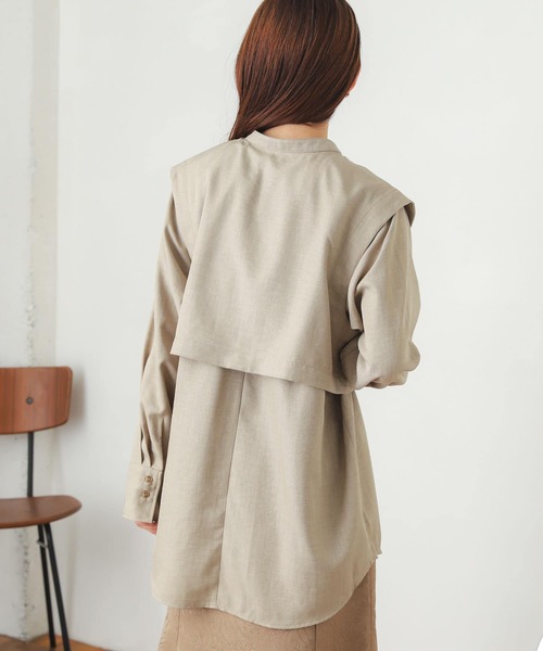 SENSE OF PLACE by URBAN RESEARCH(センスオブプレイスバイアーバンリサーチ)の「ベストレイヤードシャツ(シャツ/ブラウス・レディース・ブラック/オフホワイト/ベージュ・ONE)」の8枚目の写真