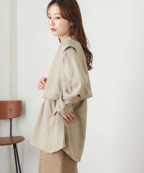 SENSE OF PLACE by URBAN RESEARCH(センスオブプレイスバイアーバンリサーチ)の「ベストレイヤードシャツ(シャツ/ブラウス・レディース・ブラック/オフホワイト/ベージュ・ONE)」の9枚目の写真