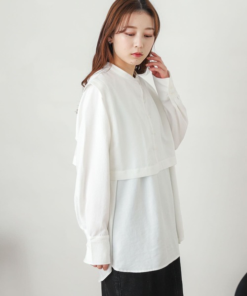 SENSE OF PLACE by URBAN RESEARCH(センスオブプレイスバイアーバンリサーチ)の「ベストレイヤードシャツ(シャツ/ブラウス・レディース・ブラック/オフホワイト/ベージュ・ONE)」の21枚目の写真