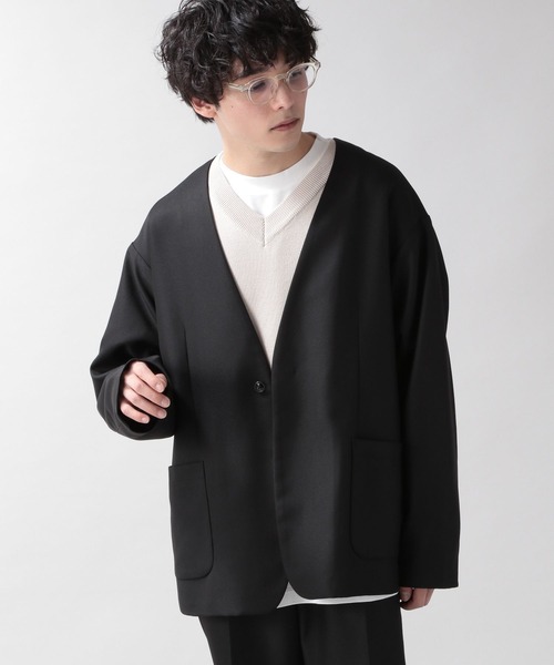 RAGEBLUE（レイジブルー）の「PEツイル/ノーカラーテーラードジャケット＜セットアップ着用可能＞/260525（ノーカラージャケット・メンズ・ライトブルー/ブラック/グレー・MEDIUM/LARGE）」の17枚目の写真