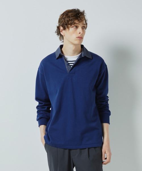 【極美品】ESTNATION ニットラガーシャツ ネイビー M！ ESTNATION（エストネーション）の「ESTNATION / ニットラガー