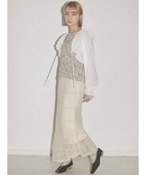 merry jenny（メリージェニー）の「【WEB限定】フリルボリュームスリーブボレロ（その他トップス・レディース・アイボリー/ブラック・FREE）」の3枚目の写真