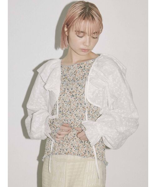 merry jenny（メリージェニー）の「【WEB限定】フリルボリュームスリーブボレロ（その他トップス・レディース・アイボリー/ブラック・FREE）」の8枚目の写真