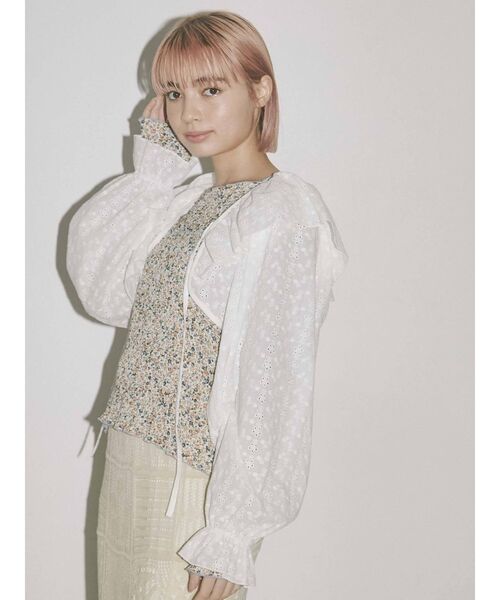 merry jenny（メリージェニー）の「【WEB限定】フリルボリュームスリーブボレロ（その他トップス・レディース・アイボリー/ブラック・FREE）」の9枚目の写真