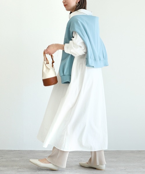 reca（レカ）の「ウェスト紐付きボリュームシャツワンピース（シャツワンピース・レディース・ブラック/オフホワイト・FREE）」の13枚目の写真