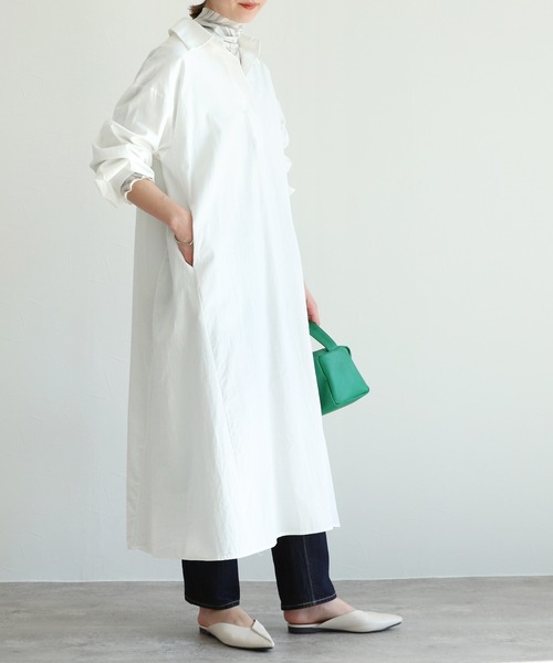 reca（レカ）の「ウェスト紐付きボリュームシャツワンピース（シャツワンピース・レディース・ブラック/オフホワイト・FREE）」の16枚目の写真