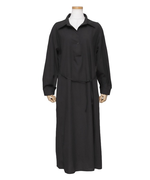 reca（レカ）の「ウェスト紐付きボリュームシャツワンピース（シャツワンピース・レディース・ブラック/オフホワイト・FREE）」の19枚目の写真