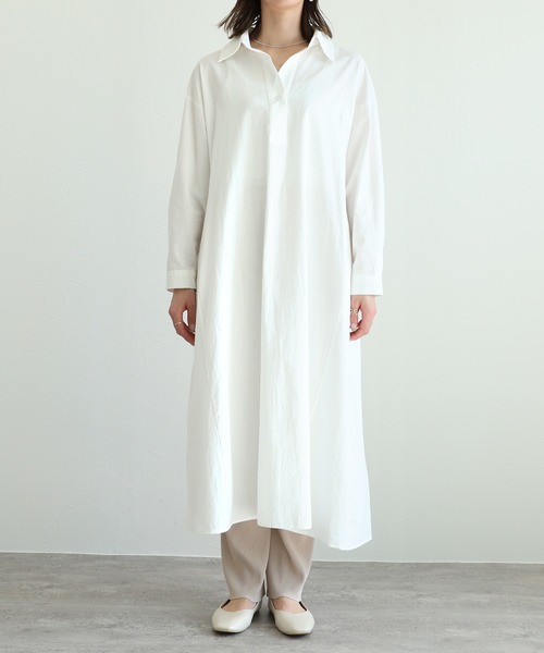 reca（レカ）の「ウェスト紐付きボリュームシャツワンピース（シャツワンピース・レディース・ブラック/オフホワイト・FREE）」の20枚目の写真