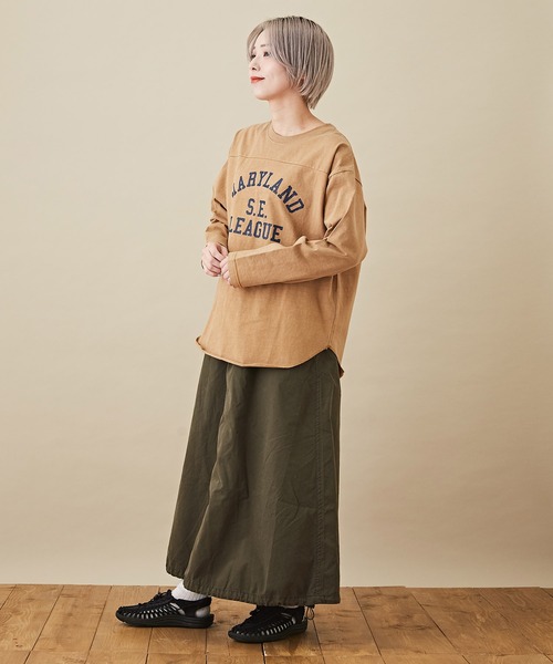 CUBE SUGAR（キューブシュガー）の「カットソーピグメント切替カレッジロゴプリントロンT（Tシャツ/カットソー・レディース・チャコールグレー/マスタード/ネイビー/ピンク・M）」の20枚目の写真