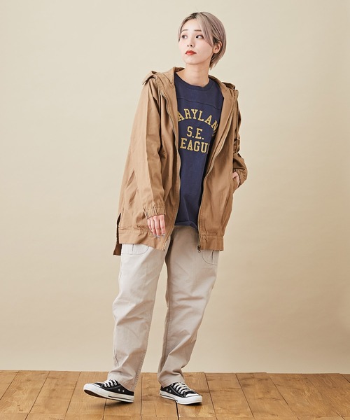 CUBE SUGAR（キューブシュガー）の「カットソーピグメント切替カレッジロゴプリントロンT（Tシャツ/カットソー・レディース・チャコールグレー/マスタード/ネイビー/ピンク・M）」の15枚目の写真