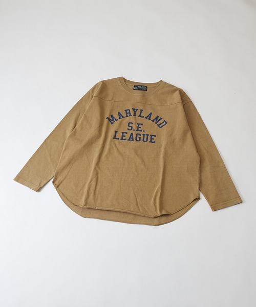 CUBE SUGAR（キューブシュガー）の「カットソーピグメント切替カレッジロゴプリントロンT（Tシャツ/カットソー・レディース・チャコールグレー/マスタード/ネイビー/ピンク・M）」の18枚目の写真