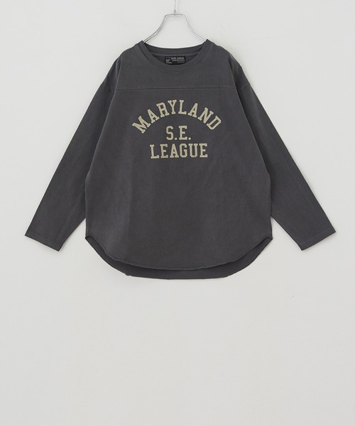 CUBE SUGAR（キューブシュガー）の「カットソーピグメント切替カレッジロゴプリントロンT（Tシャツ/カットソー・レディース・チャコールグレー/マスタード/ネイビー/ピンク・M）」の22枚目の写真