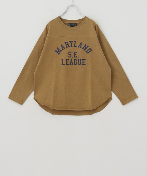 CUBE SUGAR（キューブシュガー）の「カットソーピグメント切替カレッジロゴプリントロンT（Tシャツ/カットソー・レディース・チャコールグレー/マスタード/ネイビー/ピンク・M）」の19枚目の写真