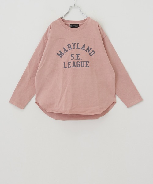 CUBE SUGAR（キューブシュガー）の「カットソーピグメント切替カレッジロゴプリントロンT（Tシャツ/カットソー・レディース・チャコールグレー/マスタード/ネイビー/ピンク・M）」の10枚目の写真