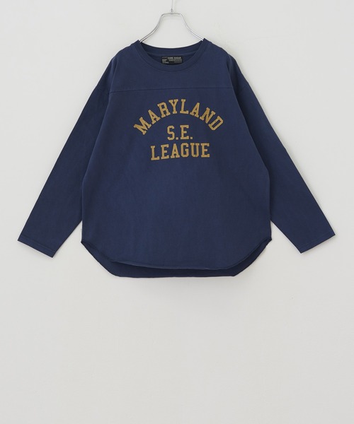 CUBE SUGAR（キューブシュガー）の「カットソーピグメント切替カレッジロゴプリントロンT（Tシャツ/カットソー・レディース・チャコールグレー/マスタード/ネイビー/ピンク・M）」の7枚目の写真