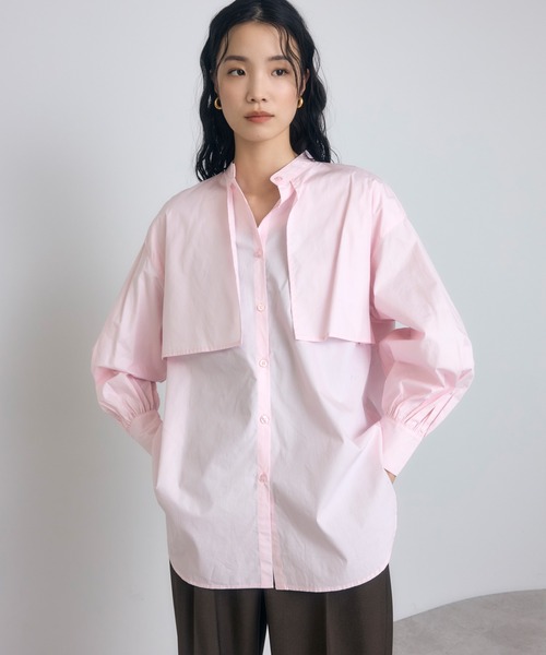 Bonjour Sagan(ボンジュールサガン)の「ブロードケープシャツ(シャツ/ブラウス・レディース・ブラック/オフホワイト/ピンク/ライトブルー/ベージュ/グレー・FREE)」の20枚目の写真