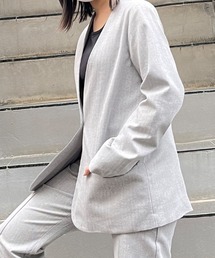 コットンリネンノーカラージャケット