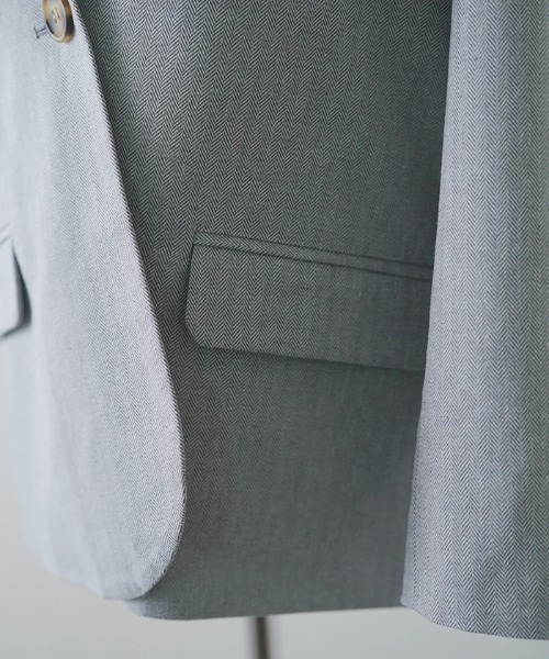 Futier land(フューティアランド)の「コットンリネンノーカラージャケット(ノーカラージャケット・レディース・グレー/アイボリー・MEDIUM)」の8枚目の写真