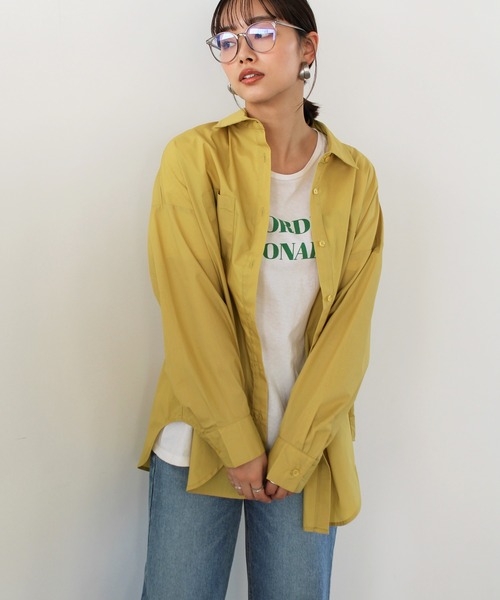 GeeRA(ジーラ)の「オーバーサイズシャツ(シャツ/ブラウス・レディース・ホワイト/ネイビー/オフホワイト/イエロー・MEDIUM)」の18枚目の写真