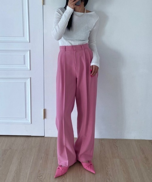 MANGROVE(マングローブ)の「S/S ビビットカラースラックスパンツ(スラックス・レディース・パープル/ブラック/ピンク・MEDIUM/LARGE)」の4枚目の写真
