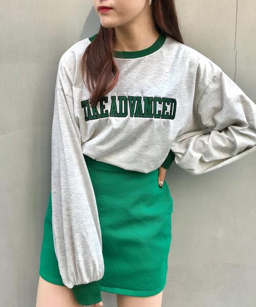INGNI(イング)の「リンガーロングTシャツ(Tシャツ/カットソー・レディース・ホワイト×ブラック/オートミール/ブルー系2/ベージュ系3・M)」の1枚目の写真