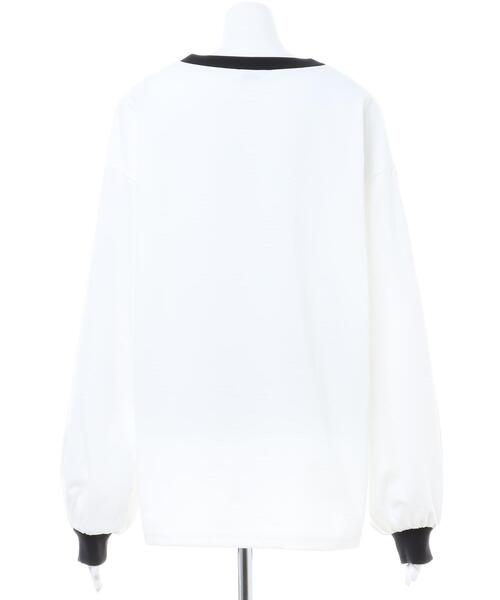 INGNI(イング)の「リンガーロングTシャツ(Tシャツ/カットソー・レディース・ホワイト×ブラック/オートミール/ブルー系2/ベージュ系3・M)」の7枚目の写真