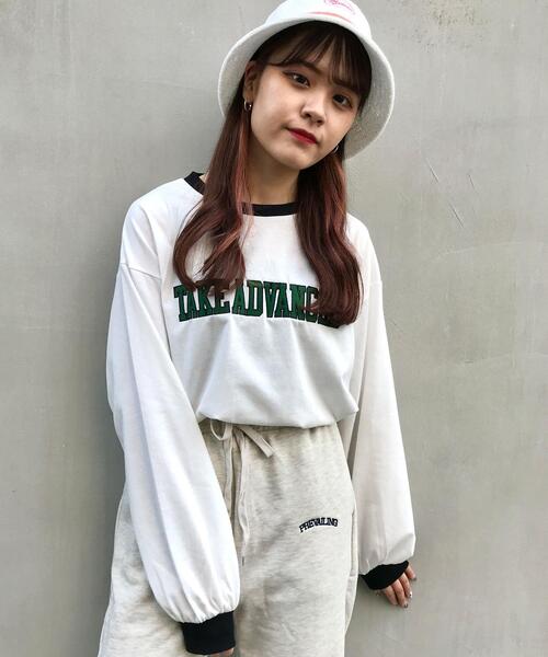 INGNI(イング)の「リンガーロングTシャツ(Tシャツ/カットソー・レディース・ホワイト×ブラック/オートミール/ブルー系2/ベージュ系3・M)」の9枚目の写真
