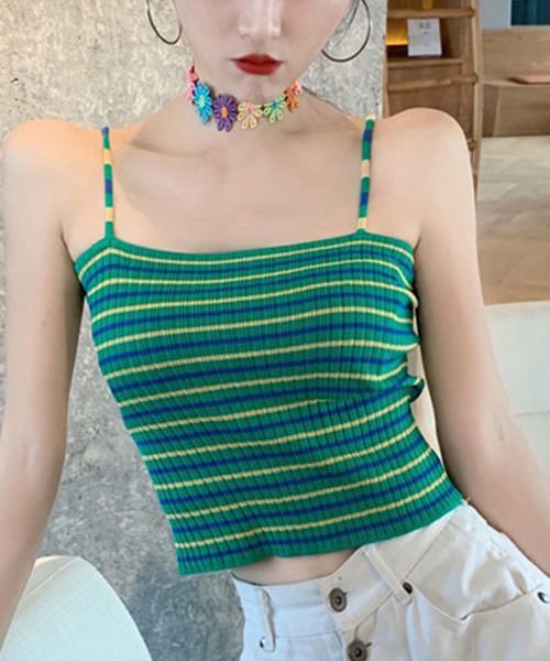 STYLEBLOCK（スタイルブロック）の「ボーダー柄キャミソール（キャミソール・レディース・イエロー/ブラック/ホワイト/ピンク/グリーン/ブルー・FREE）」の2枚目の写真