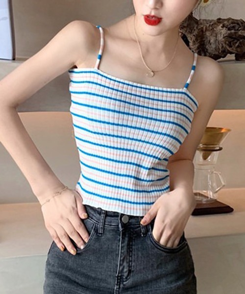 STYLEBLOCK（スタイルブロック）の「ボーダー柄キャミソール（キャミソール・レディース・イエロー/ブラック/ホワイト/ピンク/グリーン/ブルー・FREE）」の9枚目の写真