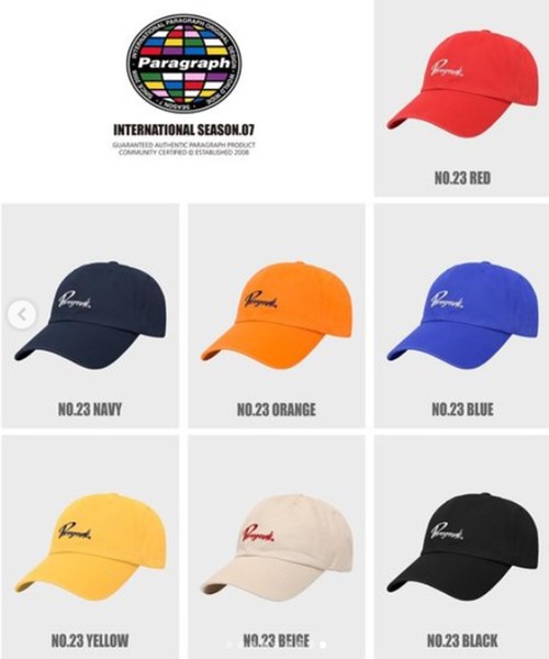 Paragraph（パラグラフ）の「【Paragraph/パラグラフ】ベースボールカラーCAP/№23/22SS（キャップ・メンズ・ブラック/ベージュ/ブルー/ネイビー/イエロー/レッド/オレンジ・ﾌﾘ-）」の8枚目の写真