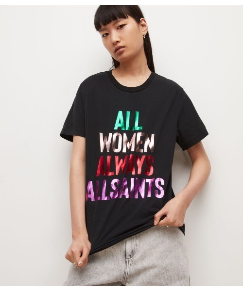 ALLSAINTS(オールセインツ)の「INTERNATIONAL WOMEN'S DAY CHARITY T-SHIRT | インターナショナル ウィメンズ デー チャリティ Tシャツ(Tシャツ/カットソー・レディース・ブラック・S/L/XS/M)」の1枚目の写真