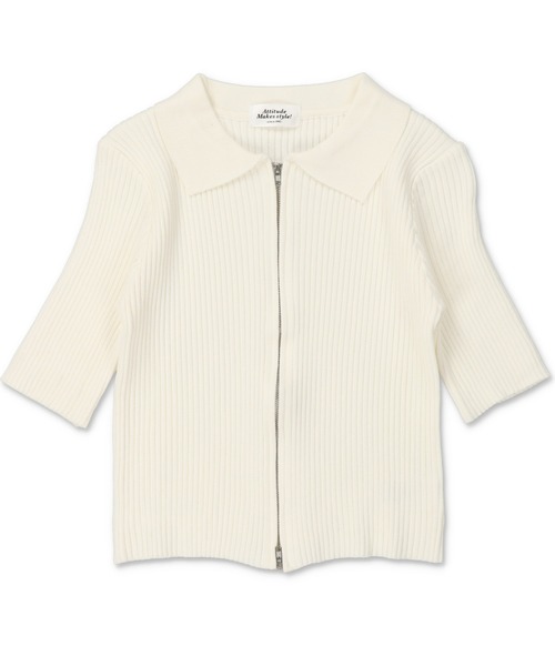 SPINNS（スピンズ）の「ジップアップショート丈カーディガン（カーディガン/ボレロ・レディース・ホワイト/ブラック/サックスブルー/ピンク/グリーン/ブルー・ONESIZE）」の10枚目の写真