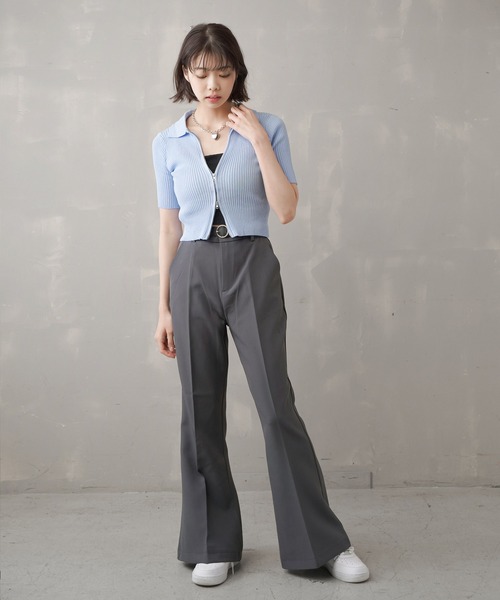 SPINNS（スピンズ）の「ジップアップショート丈カーディガン（カーディガン/ボレロ・レディース・ホワイト/ブラック/サックスブルー/ピンク/グリーン/ブルー・ONESIZE）」の20枚目の写真