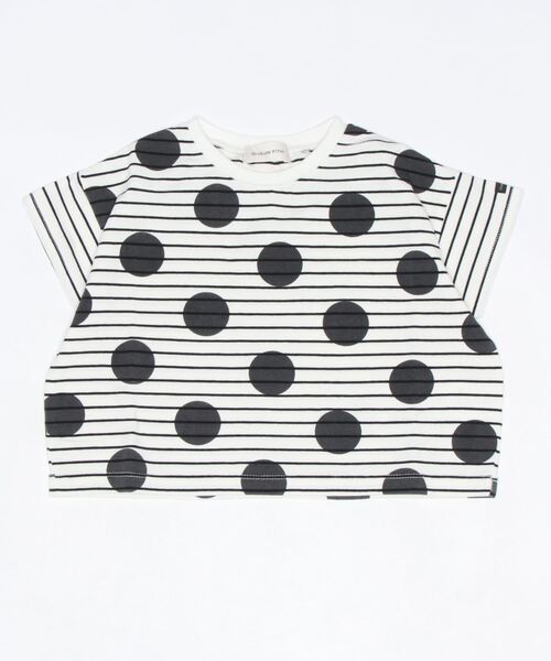 quoti use fith（クゥオティ　ユース　フィス）の「ボーダー×ドットプリント 半袖 ワイドTシャツ（Tシャツ/カットソー・キッズ・ブルー/ブラック/レッド・120/100/130/80/90/110）」の9枚目の写真