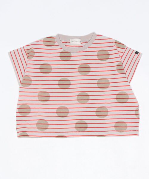 quoti use fith（クゥオティ　ユース　フィス）の「ボーダー×ドットプリント 半袖 ワイドTシャツ（Tシャツ/カットソー・キッズ・ブルー/ブラック/レッド・120/100/130/80/90/110）」の10枚目の写真