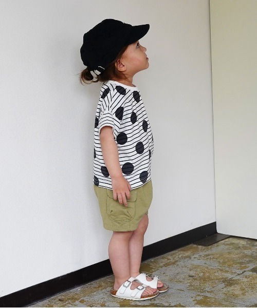 quoti use fith（クゥオティ　ユース　フィス）の「ボーダー×ドットプリント 半袖 ワイドTシャツ（Tシャツ/カットソー・キッズ・ブルー/ブラック/レッド・120/100/130/80/90/110）」の11枚目の写真
