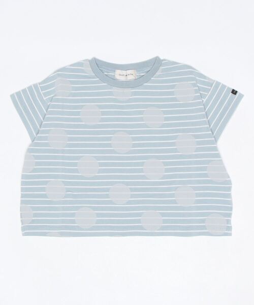quoti use fith（クゥオティ　ユース　フィス）の「ボーダー×ドットプリント 半袖 ワイドTシャツ（Tシャツ/カットソー・キッズ・ブルー/ブラック/レッド・120/100/130/80/90/110）」の12枚目の写真
