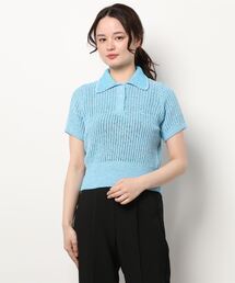 ADAM ET ROPE' | 【THE OPEN PRODUCT】HALF SLEEVE COMPACT KNIT TOPS(ニット/セーター)