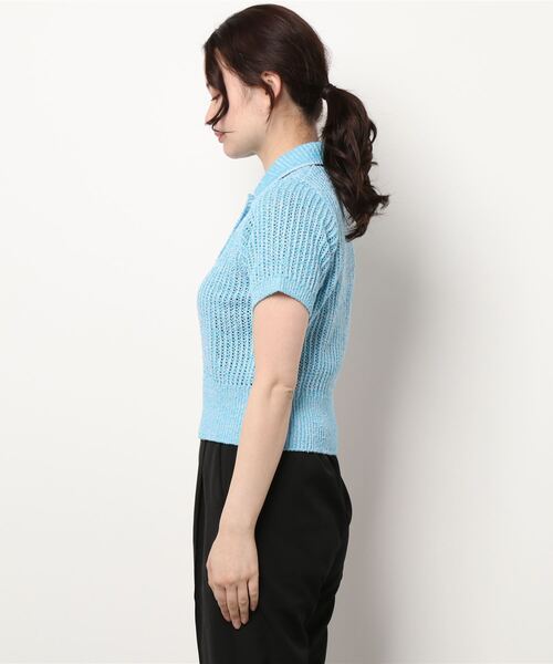 ADAM ET ROPE'（アダムエロペ）の「【THE OPEN PRODUCT】HALF SLEEVE COMPACT KNIT TOPS（ニット/セーター・レディース・サックスブルー/グリーン・1）」の3枚目の写真