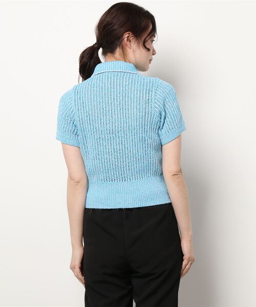 ADAM ET ROPE'（アダムエロペ）の「【THE OPEN PRODUCT】HALF SLEEVE COMPACT KNIT TOPS（ニット/セーター・レディース・サックスブルー/グリーン・1）」の4枚目の写真