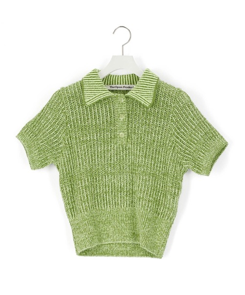 ADAM ET ROPE'（アダムエロペ）の「【THE OPEN PRODUCT】HALF SLEEVE COMPACT KNIT TOPS（ニット/セーター・レディース・サックスブルー/グリーン・1）」の2枚目の写真