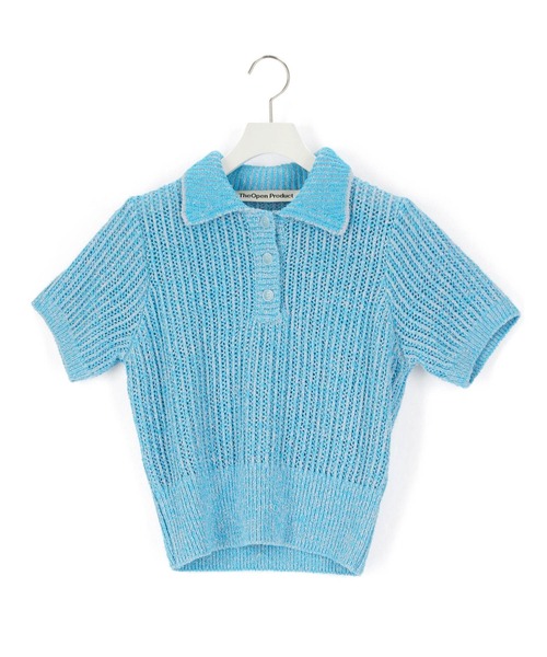 ADAM ET ROPE'（アダムエロペ）の「【THE OPEN PRODUCT】HALF SLEEVE COMPACT KNIT TOPS（ニット/セーター・レディース・サックスブルー/グリーン・1）」の5枚目の写真